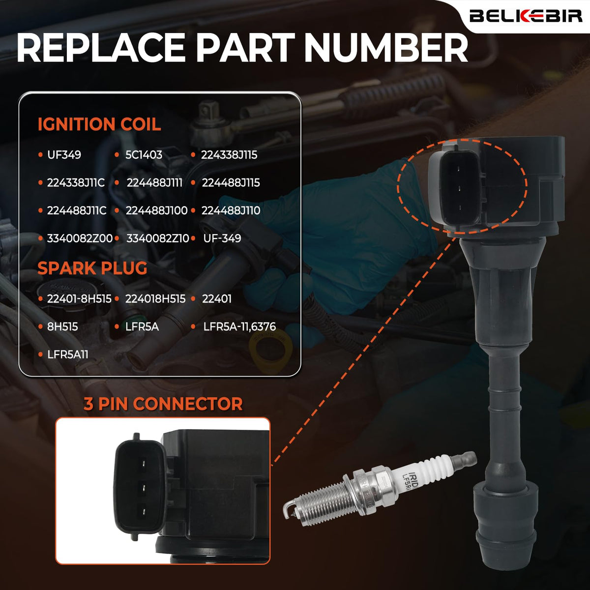 BELKEBIR iridium spark plug detail highlighting durable electrode for consistent starts