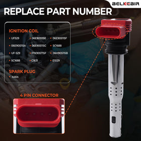BELKEBIR iridium spark plug detail showing fine electrode for long life and consistent spark