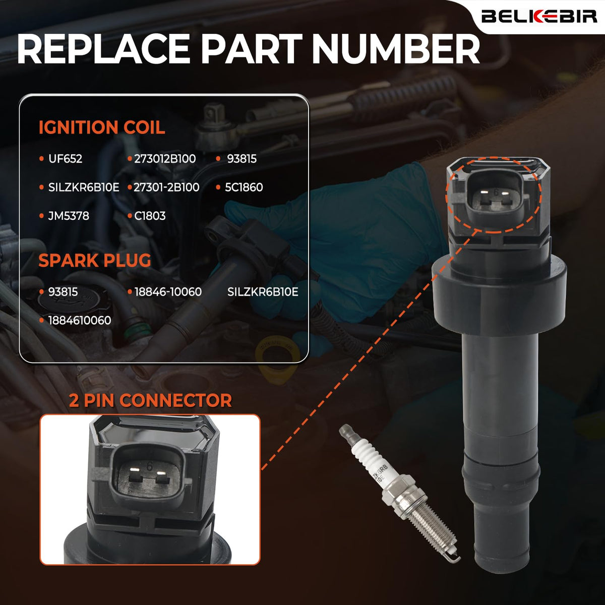 BELKEBIR iridium spark plug detail highlighting durable electrode for longer life