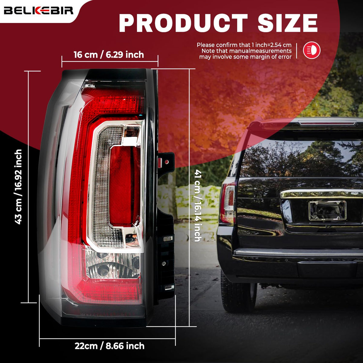 BELKEBIR left taillight illuminated at night showing bright brake visibility
