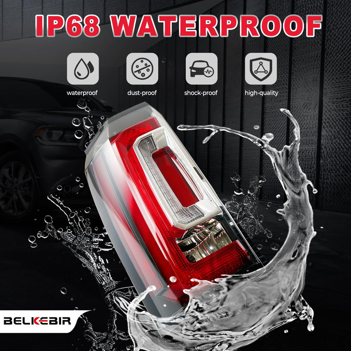 BELKEBIR left taillight beside ruler to show accurate size and fitment
