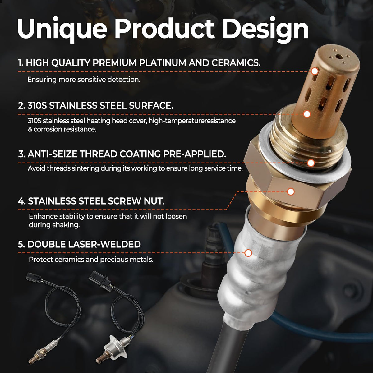 BELKEBIR sensors being held near a Hyundai engine demonstrating DIY installation benefit