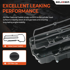 BELKEBIR oil filler cap detail showing secure closure and easy access benefit