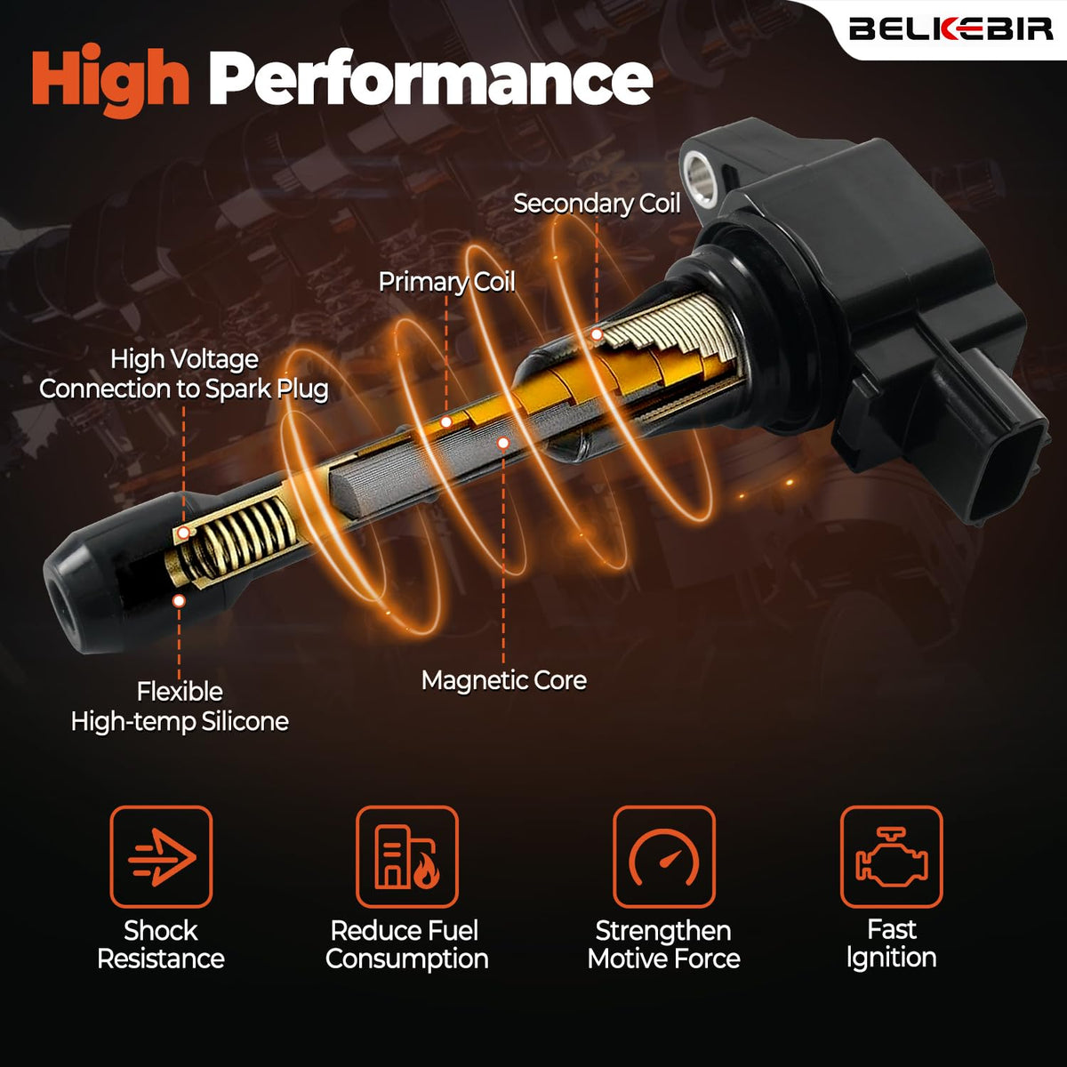 BELKEBIR plug and coil installed in engine bay demonstrating easy fit and restored performance
