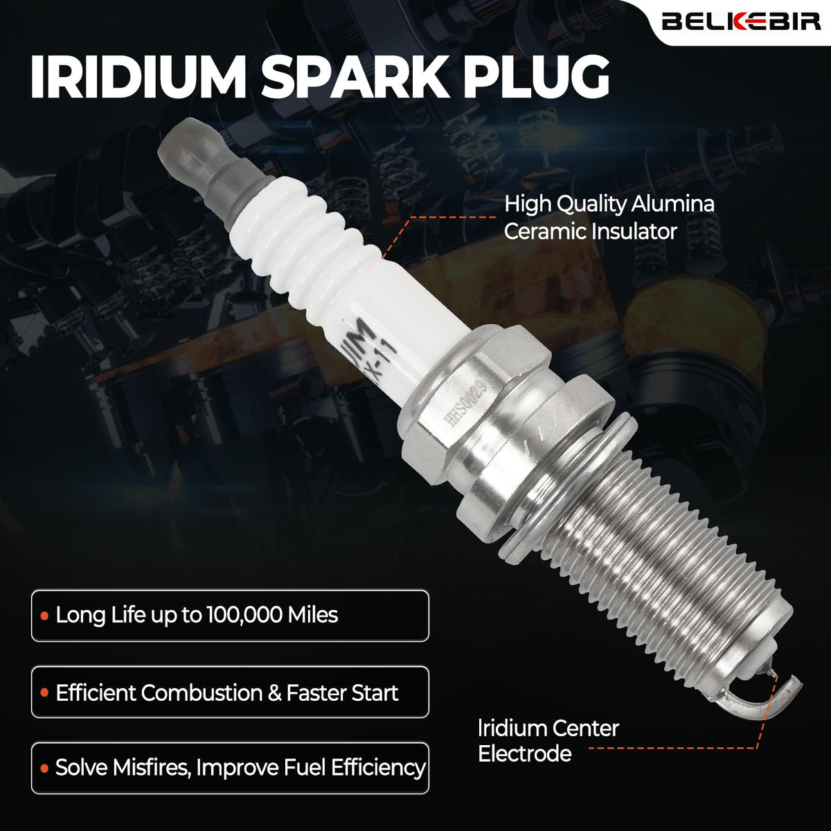 BELKEBIR spark plugs and coils laid out to show complete kit components