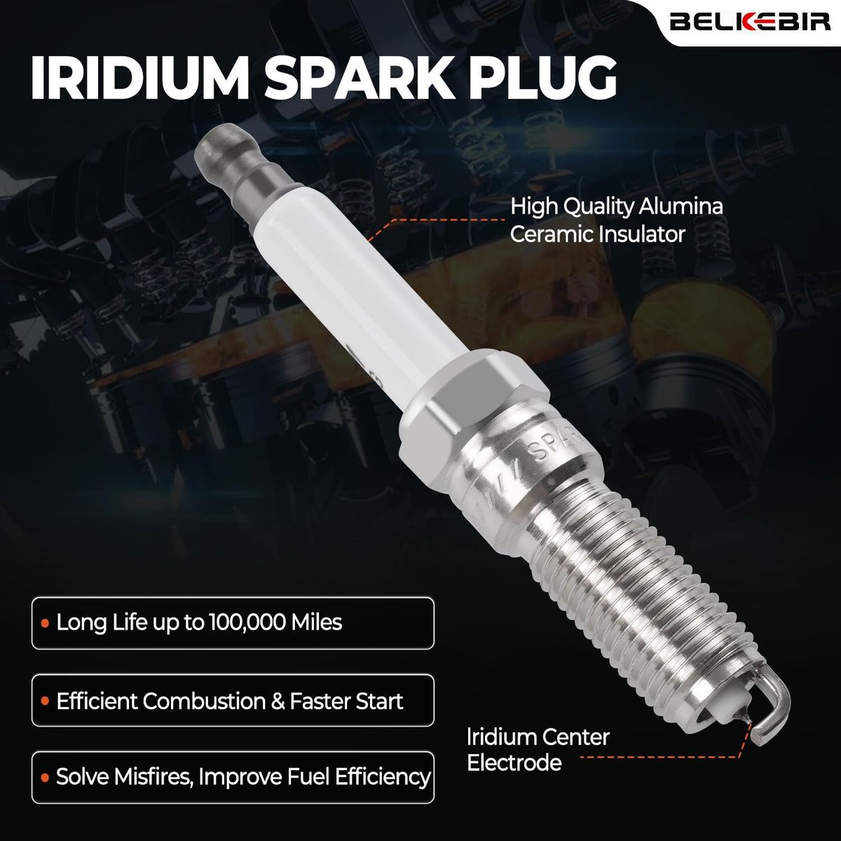 BELKEBIR plugs lined up to show consistent gap and improved starting reliability