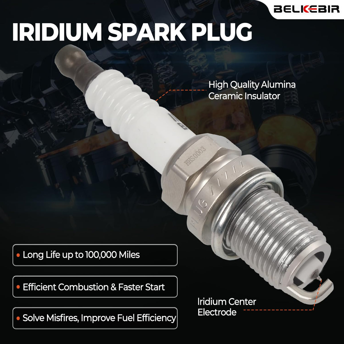 BELKEBIR spark plugs beside ruler showing exact size for correct fitment
