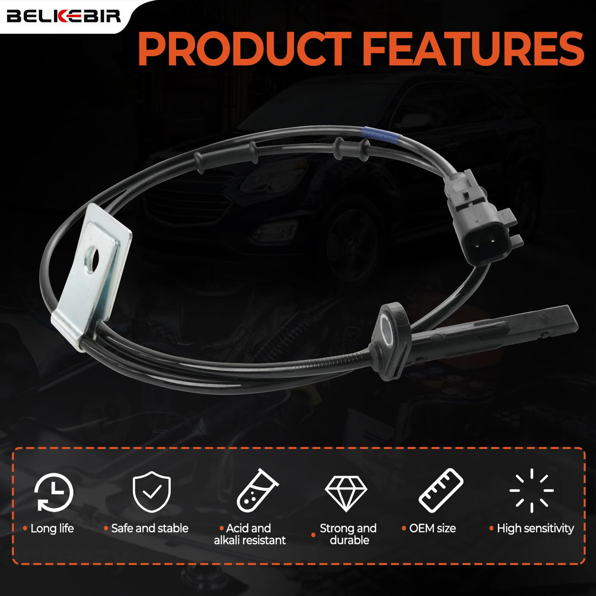 BELKEBIR wiring harness length view showing easy reach and installation benefit