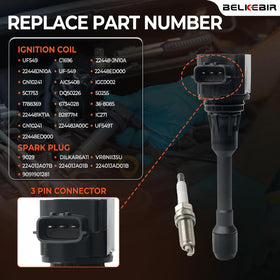 BELKEBIR iridium spark plug detail showing fine electrode for longer life
