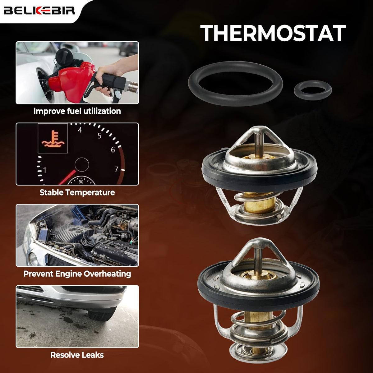 BELKEBIR thermostat housing installed in engine bay demonstrating direct-fit replacement benefit