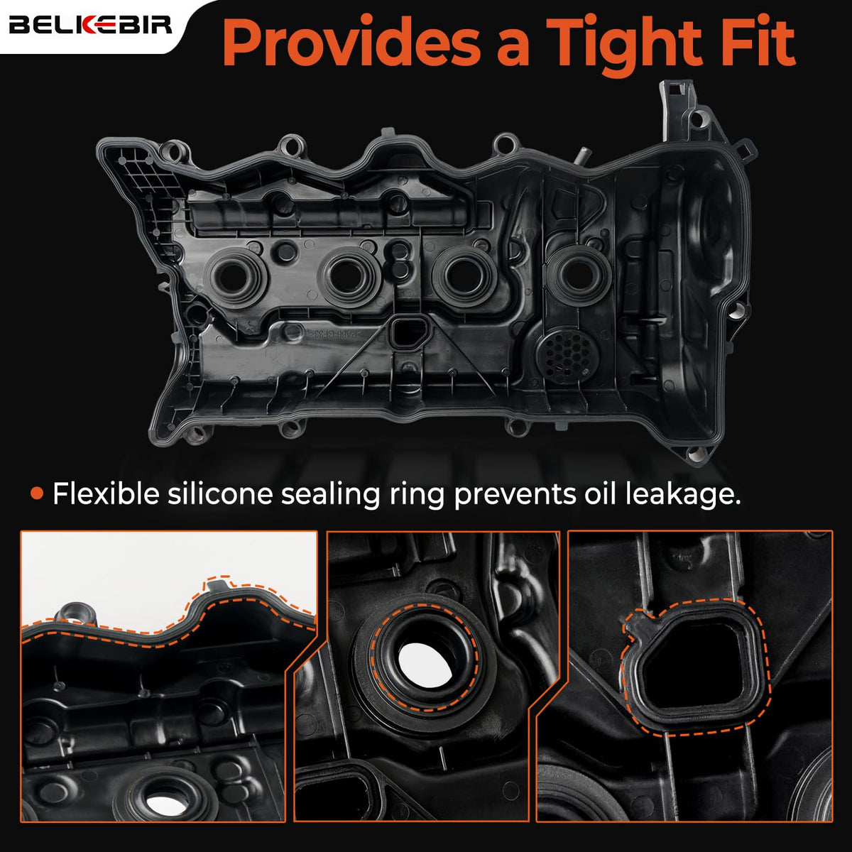 BELKEBIR valve cover mounted on an engine, straightforward direct-fit swap