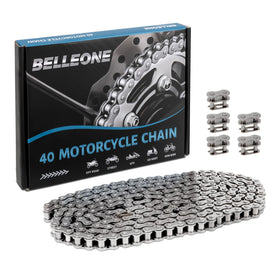 Belleone front packaging showing 10 ft chain and included links for quick replacement
