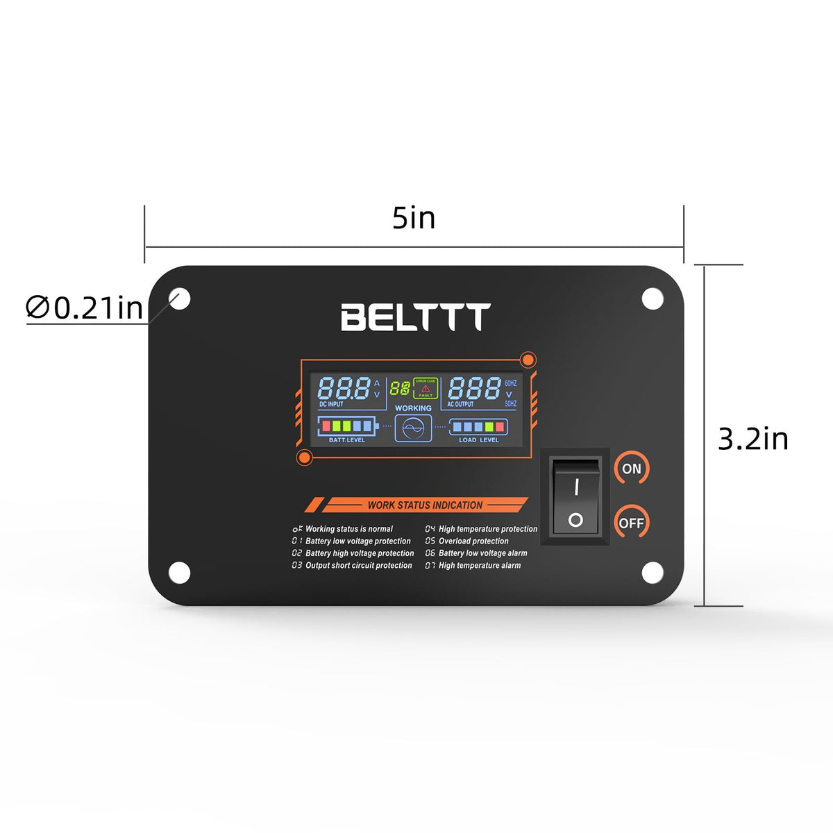 BELTTT remote controller mounted near inverter with 7m cable for convenient access
