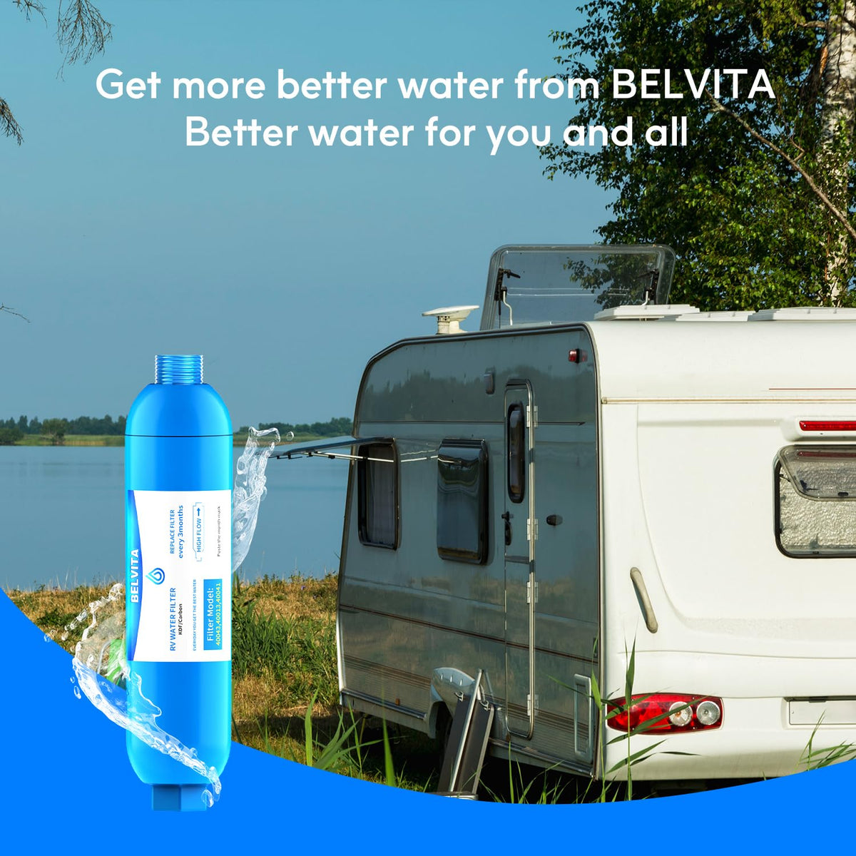 BELVITA lifestyle shot at a campsite showing filtered water for drinking and cooking benefit