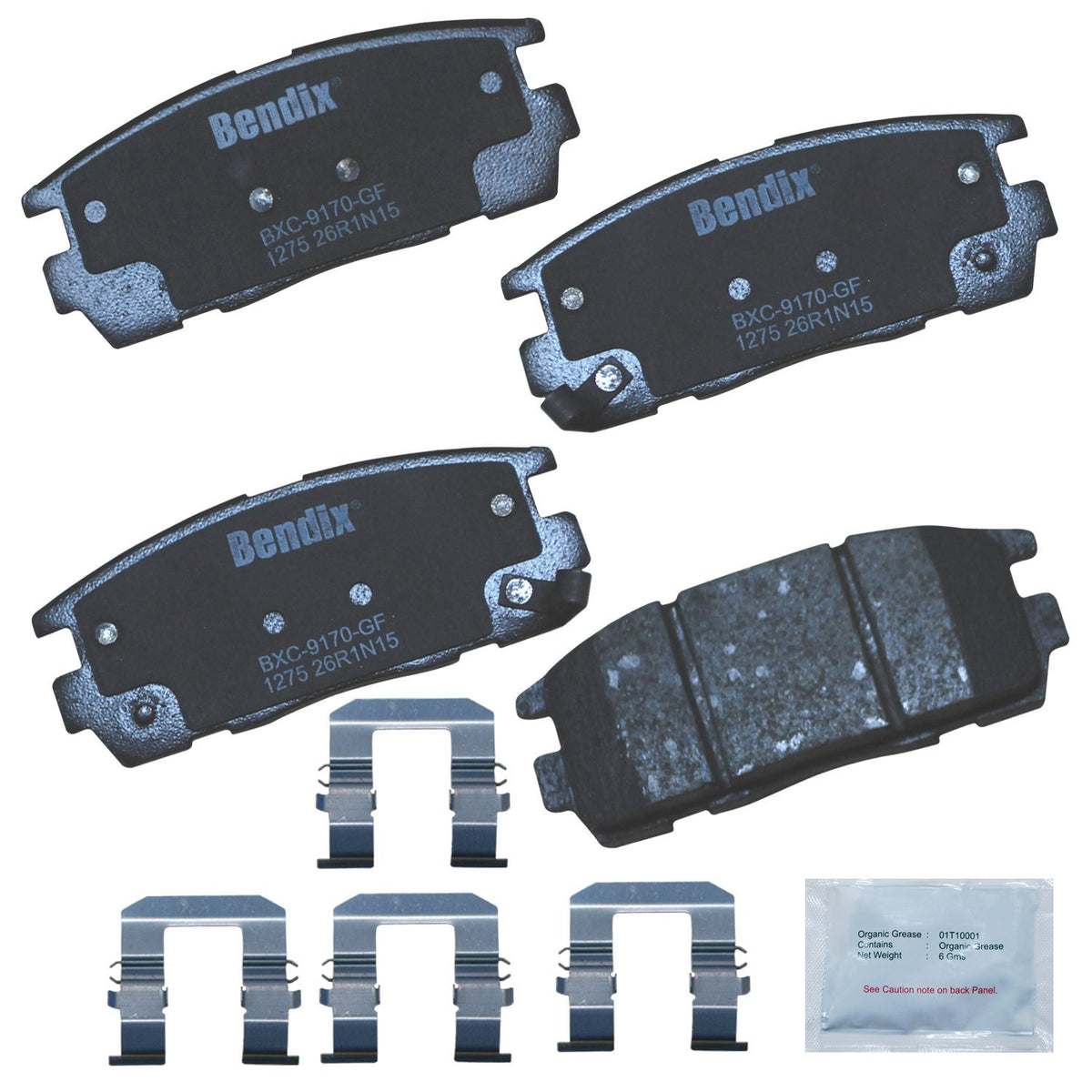 bendix front packaging showing pads and hardware for clear-fit verification