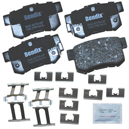 Bendix front packaging showing pad set and hardware, clear OEM-style labeling