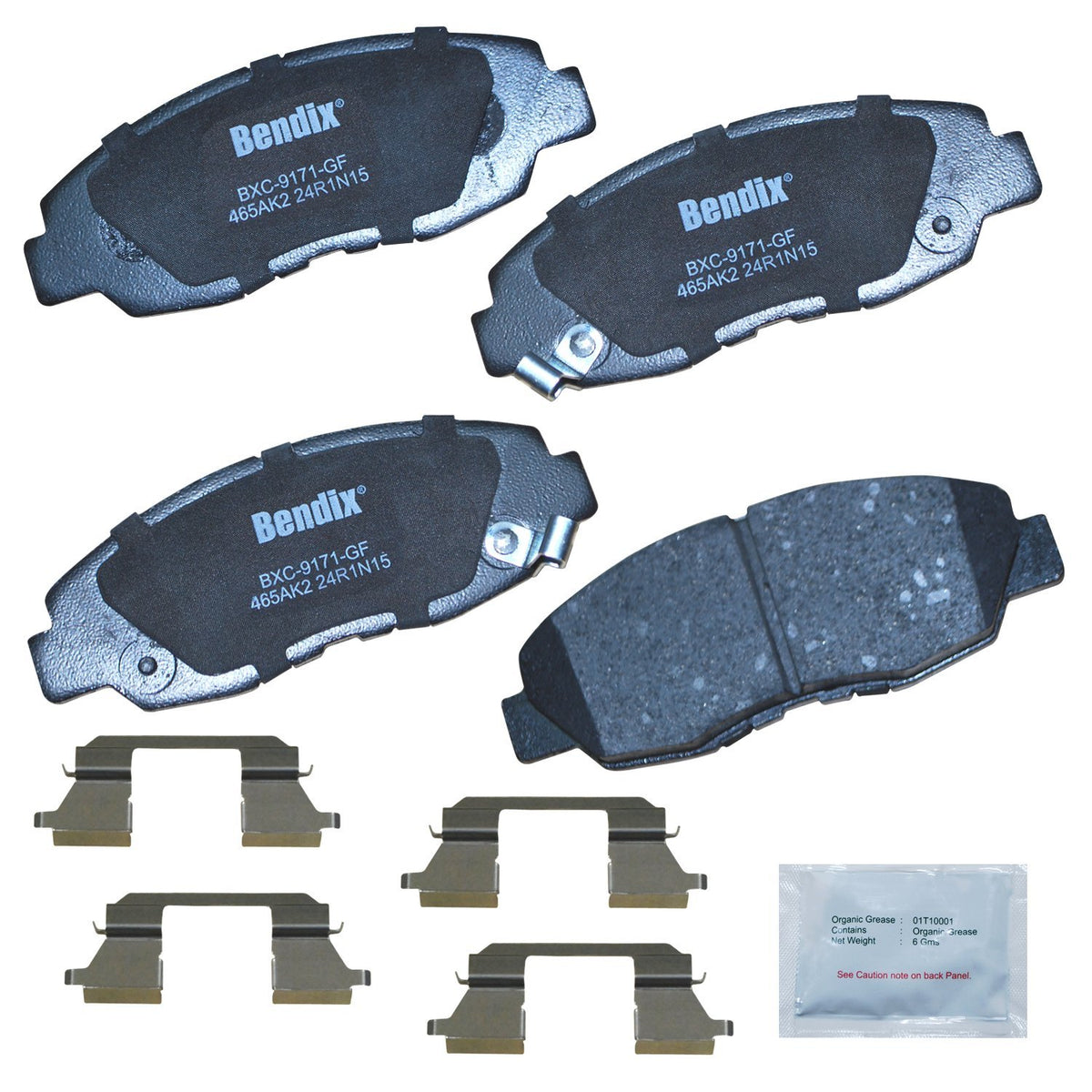 Bendix packaging showing Priority1 front pad set and included hardware for easy identification and purchase