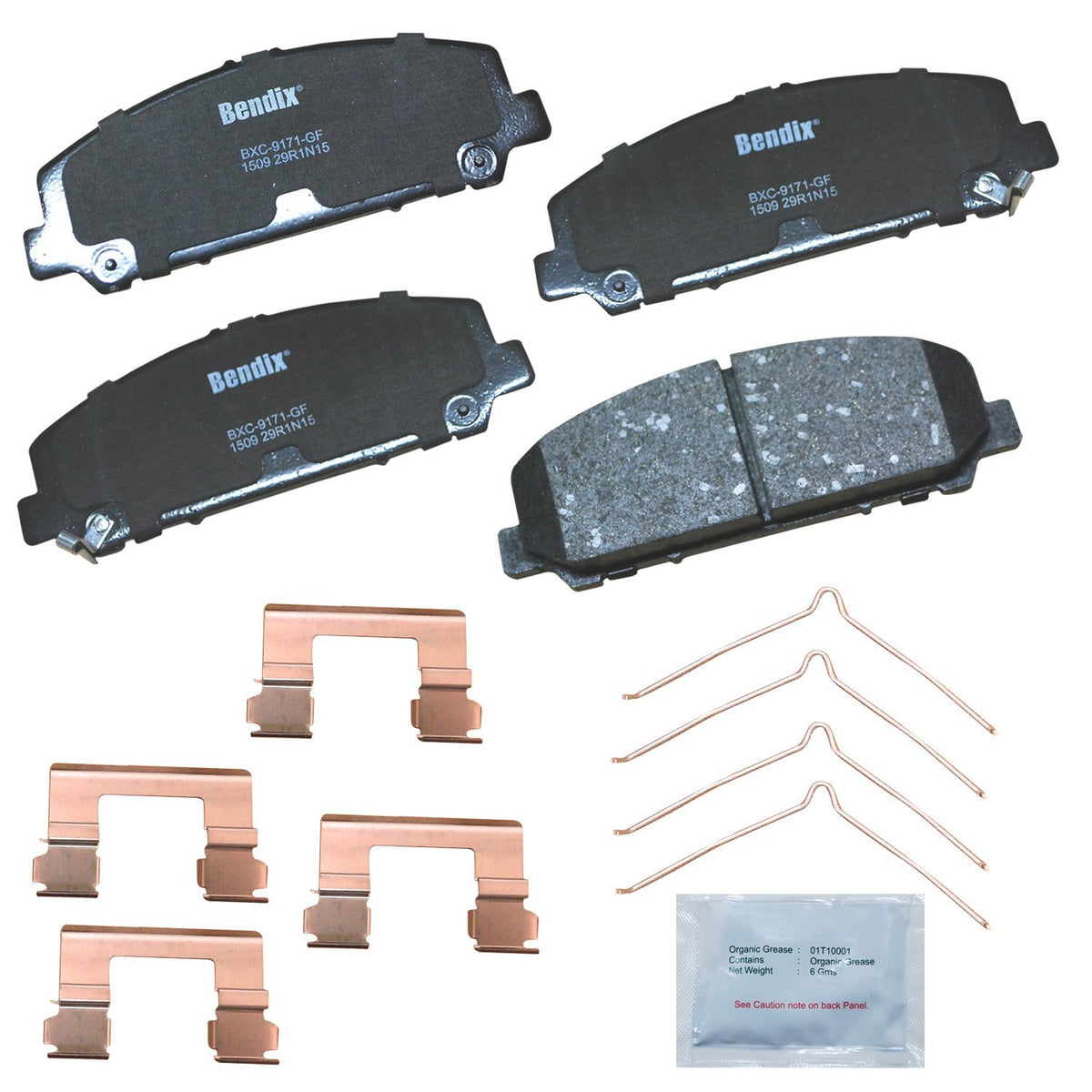 Bendix Priority1 front packaging showing kit contents and fitment benefits