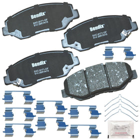 Bendix priority1 front packaging showing complete pad set and benefits