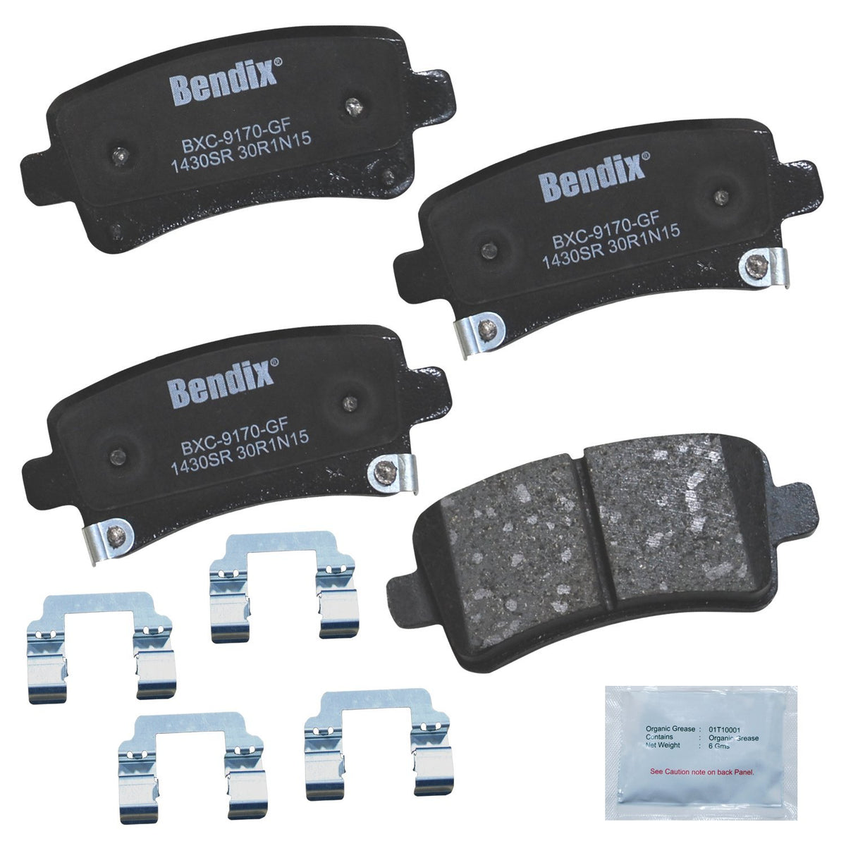 Bendix Priority1 packaging showing rear pad set and included hardware for confident replacement