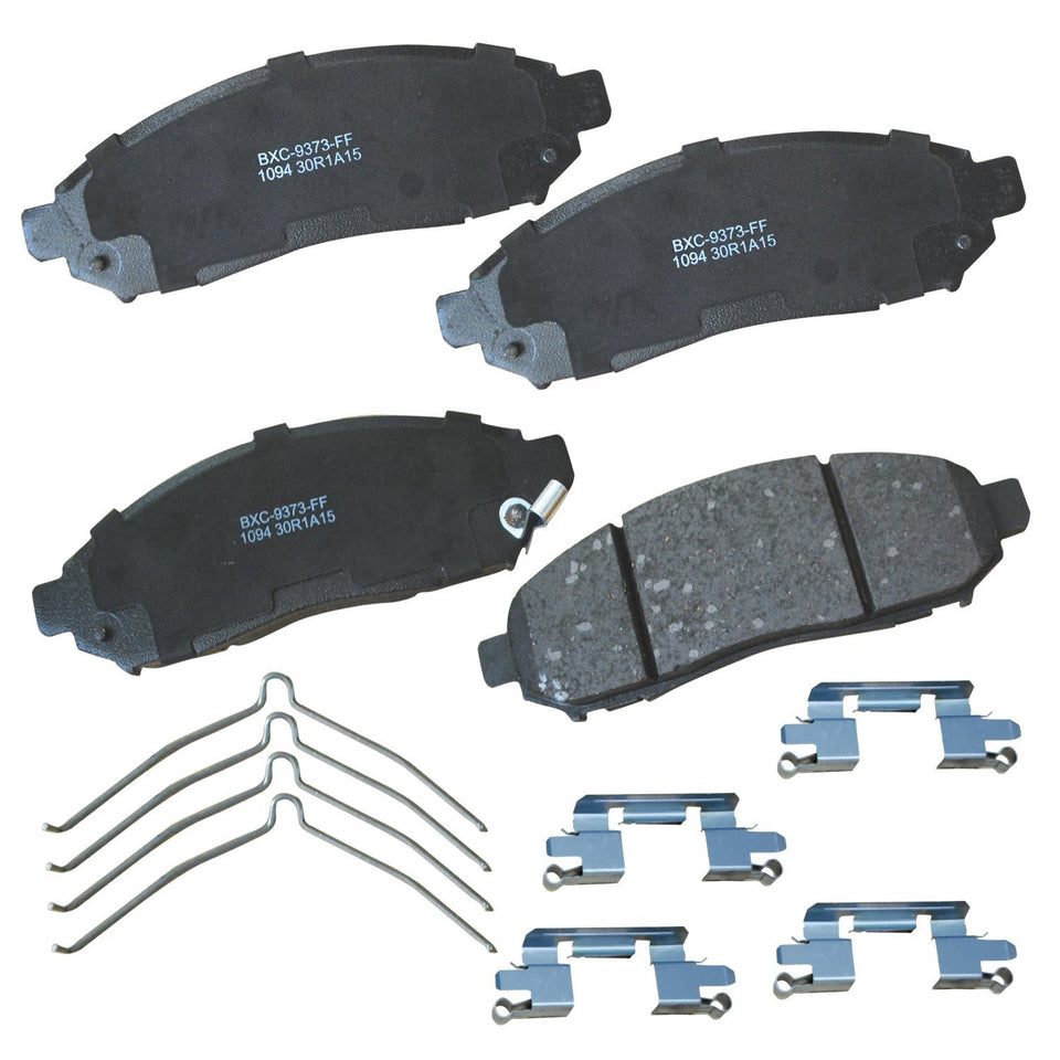 Bendix front view of SBC1094 pads showing packaging and fitment clarity for buyers