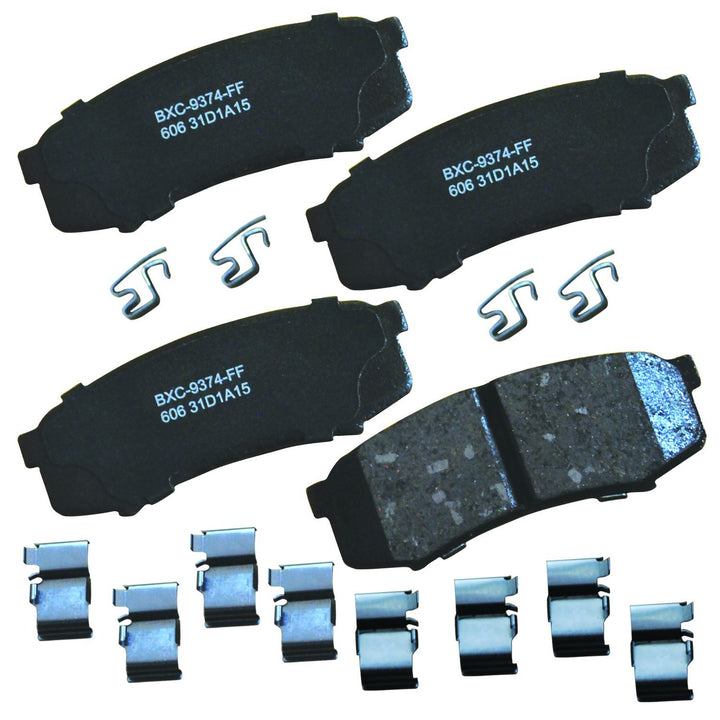 Bendix SBC606 front view of packaged rear brake pads showing fit and ready-to-install benefit