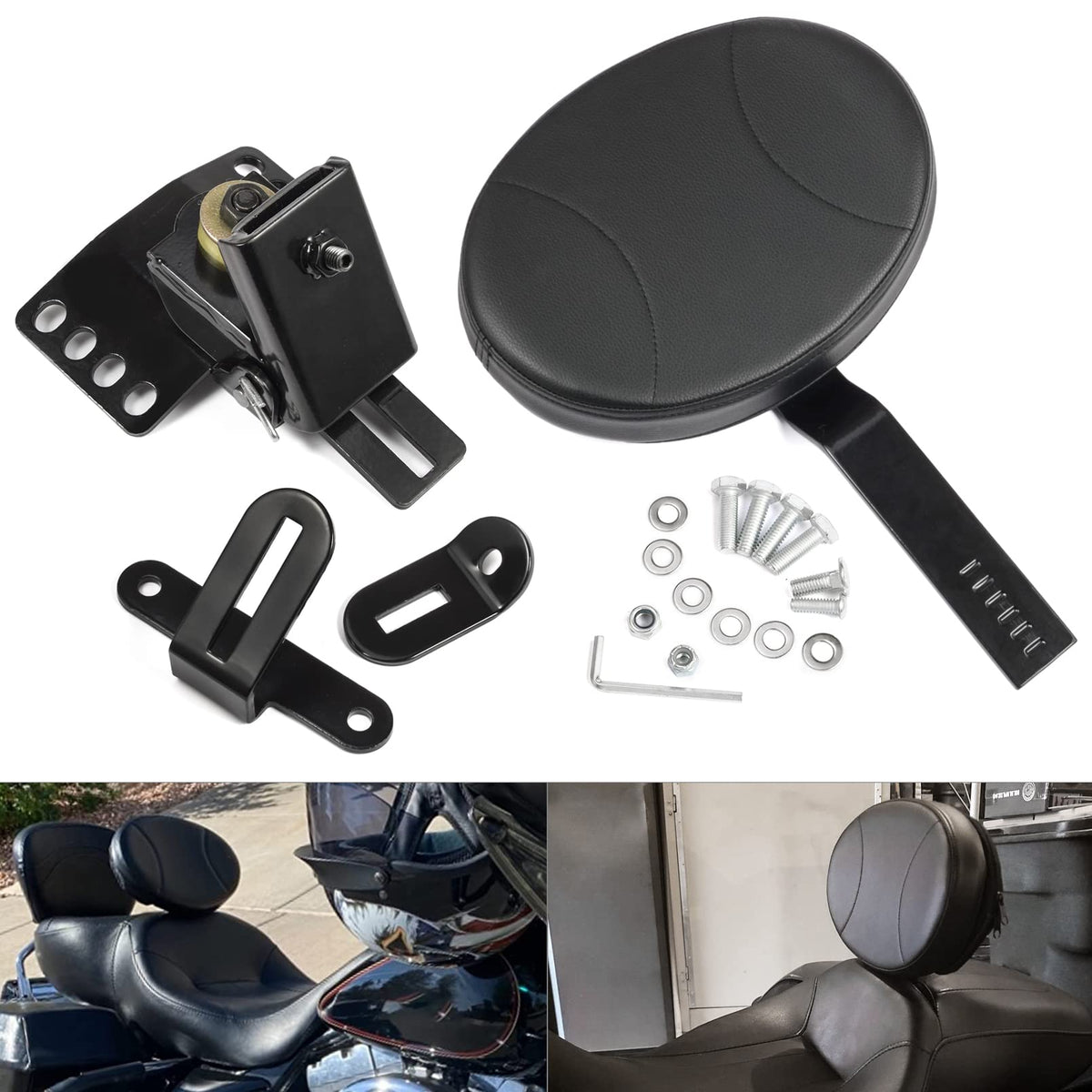 Benlari front view of rider backrest showing compact pad and sporty profile for added comfort