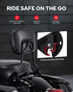 Benlari backrest mounted on Road Glide showing secure fit and passenger confidence