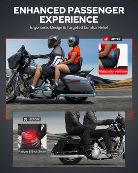 Benlari side profile of detachable sissy bar illustrating slim fit and stability benefit