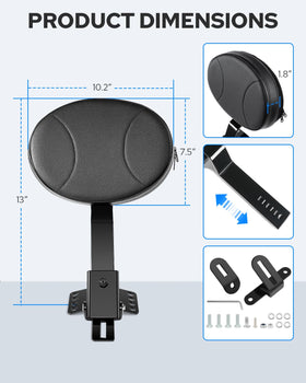 Benlari side profile of backrest illustrating adjustable angle and sleek mounting bracket
