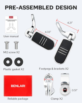Benlari footpegs on touring Harley showing relaxed cruising posture benefit