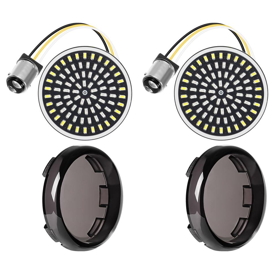Benlari front turn signal mounted on Harley showing improved visibility