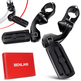 Benlari front view of highway pegs showing complete kit and hardware benefit ergonomic comfort