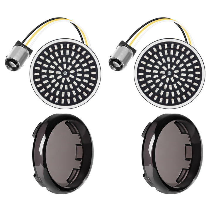 Benlari front view of two 2-inch rear turn signals showing compact shape and finish for easy upgrade