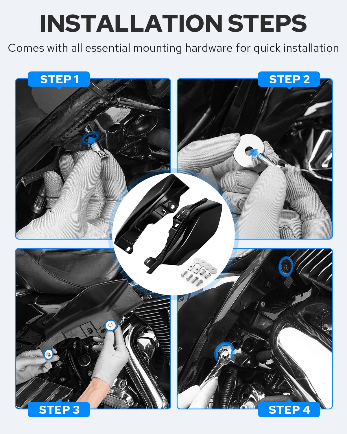 Benlari installed on a Street Glide side view reducing thigh heat and improving airflow