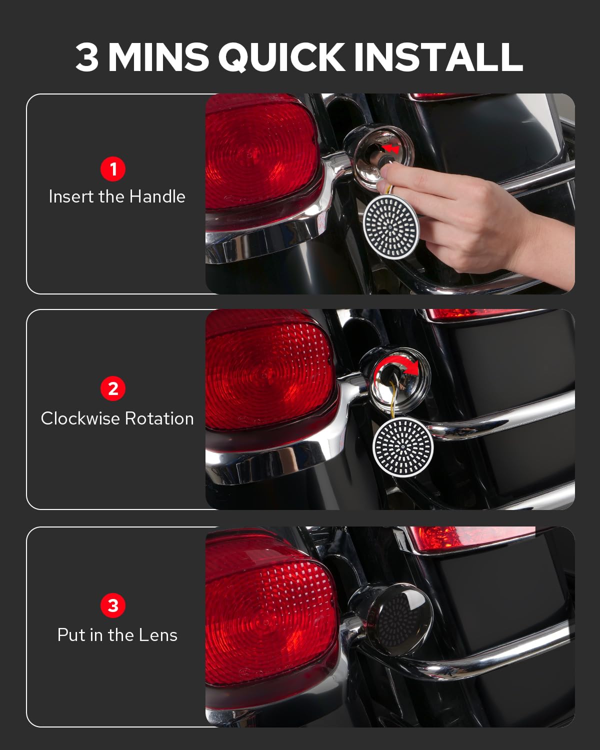 Benlari at night on a motorcycle rear showing bright brake and turn visibility for rider safety