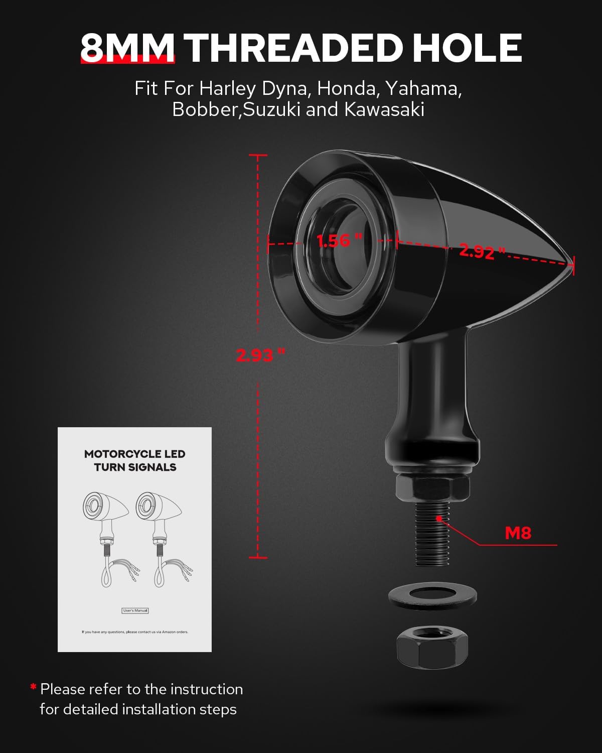 Benlari layout of M8 and M10 mounting adapters for flexible installation options