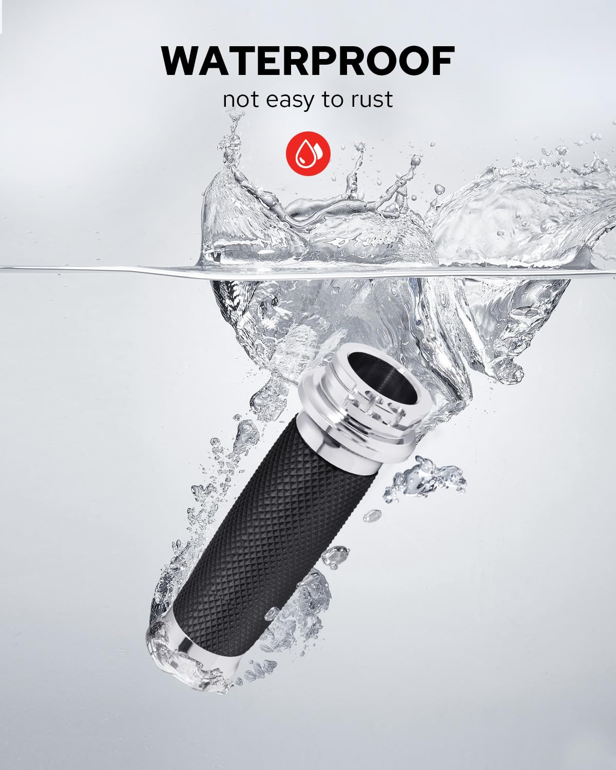 Benlari right grip showing 5mm throttle cable holes for easy cable routing