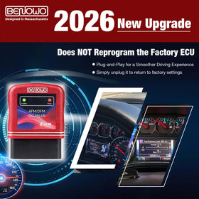 Benowo module plugged into OBD-II port demonstrating simple connection and convenience