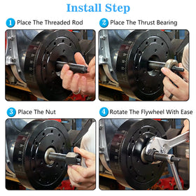 Bentolin tool installed on Chevy 350 crank demonstrating safe, even balancer seating