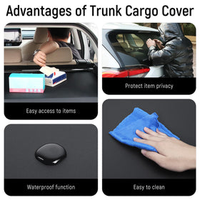 Bercicci in trunk with luggage demonstrating concealed storage benefit