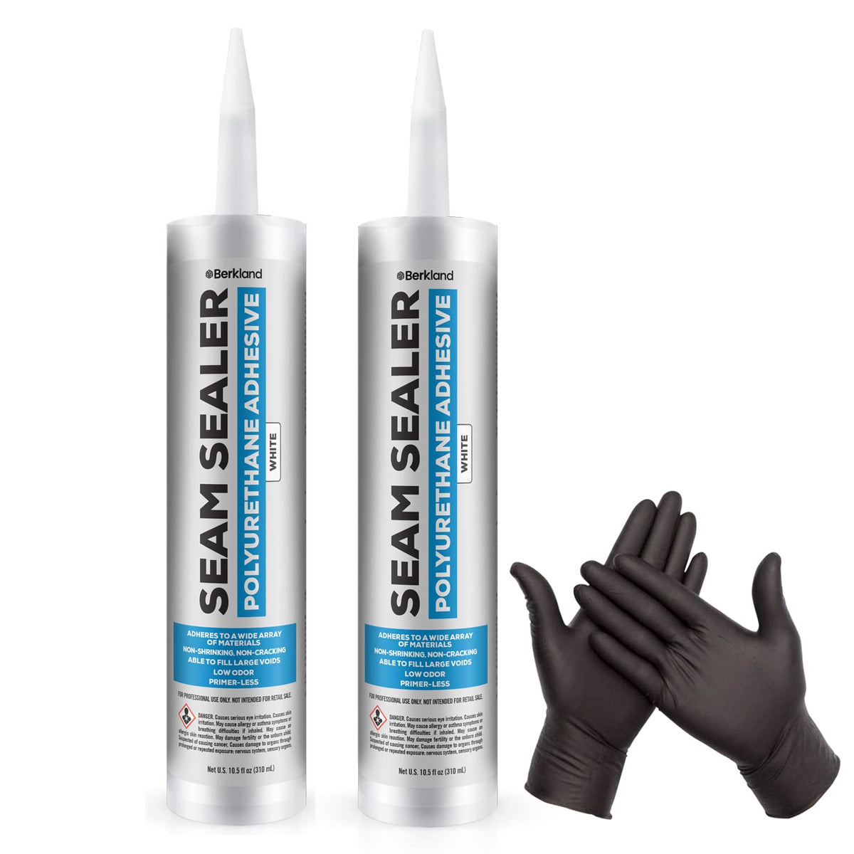 Berkland front packaging showing two 10oz cartridges and included gloves for project readiness