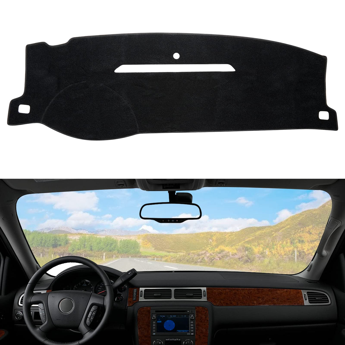 BERKSYDE front view installed on Tahoe dashboard reduces glare