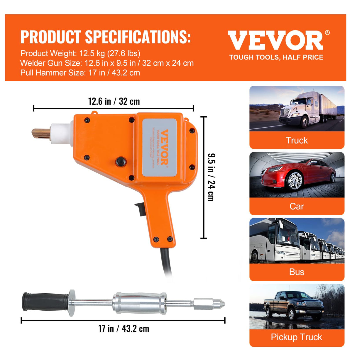 Bestauto VEVOR welder being used on car panel demonstrating dent pulling workflow