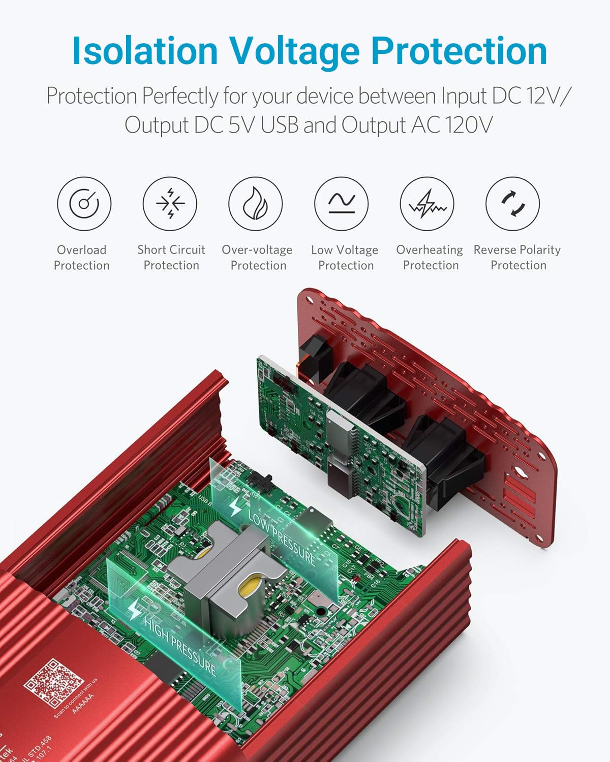 BESTEK AC outlets and dual USB ports powering laptop and phone quickly