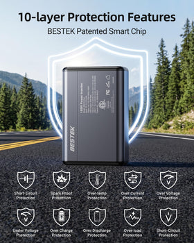 BESTEK detachable cable detail demonstrating tidy cable management benefit