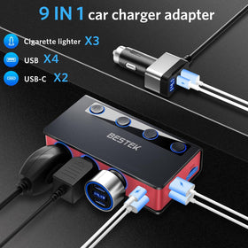 BESTEK close-up of USB-C and QC3.0 ports for fast device charging