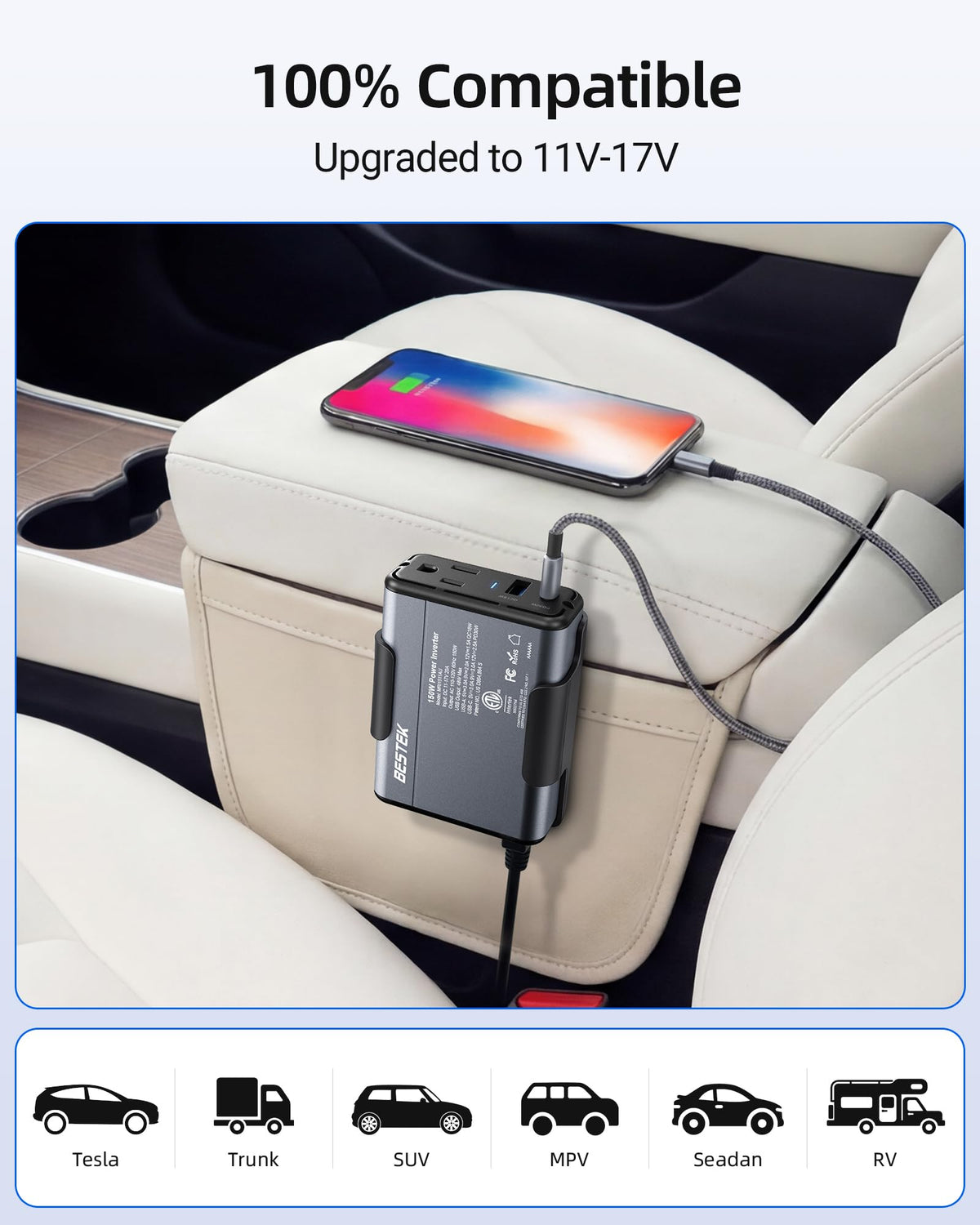 BESTEK cooling fan and aluminum case ensuring steady temperature control