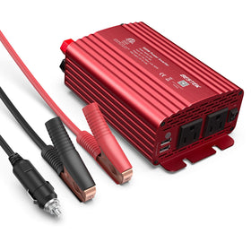 BESTEK inverter front panel showing AC outlets and USB ports for versatile charging