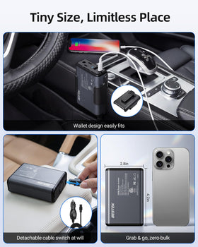 BESTEK inverter placed in center console providing convenient power access